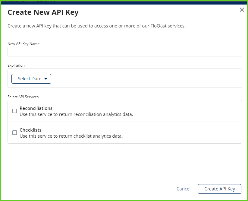 API Key Admin Settings