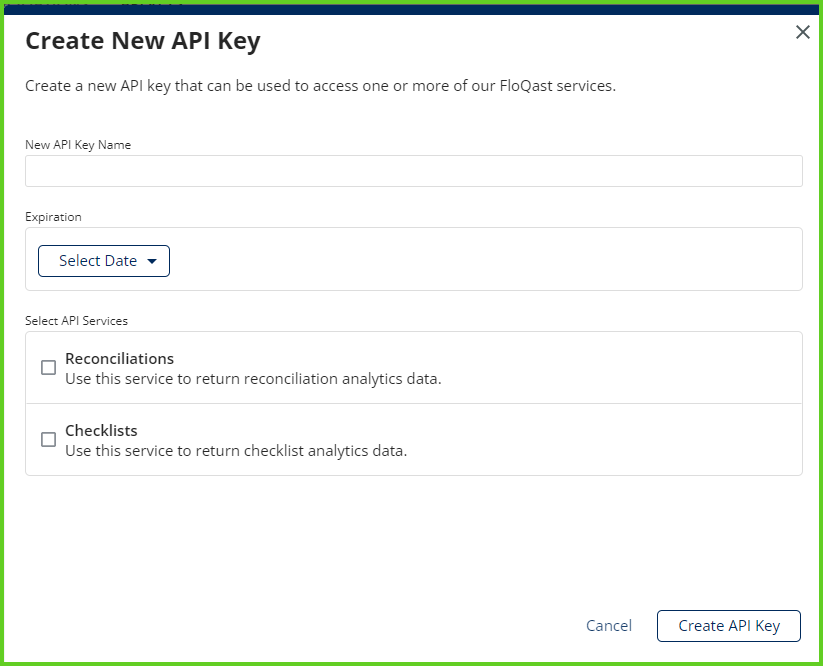 API key configuration form