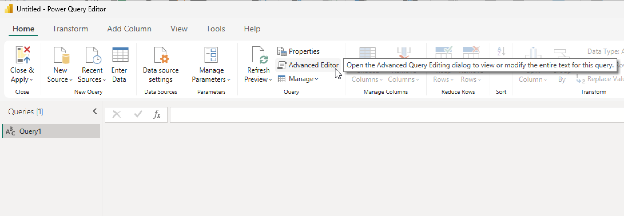 Select the Advanced Editor Option