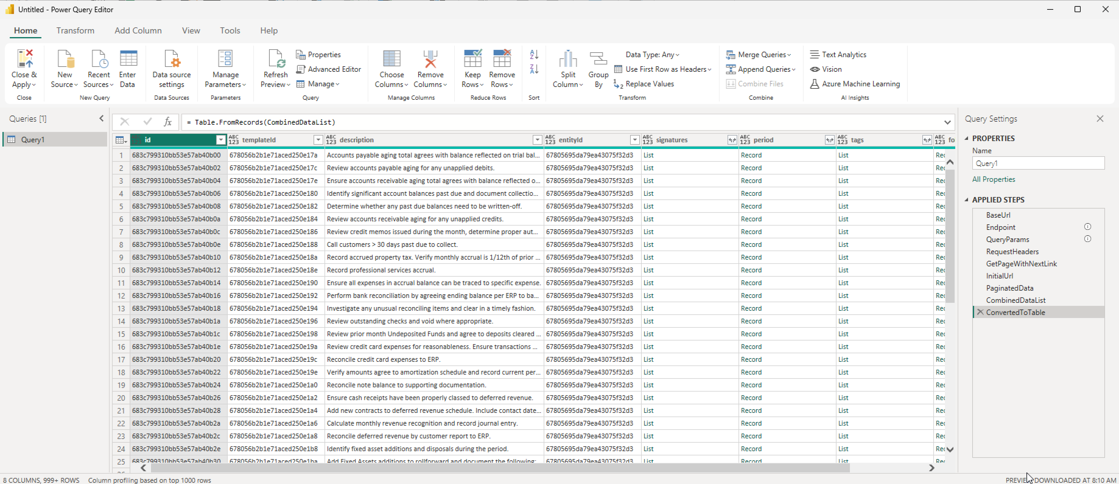 Finished advanced query
